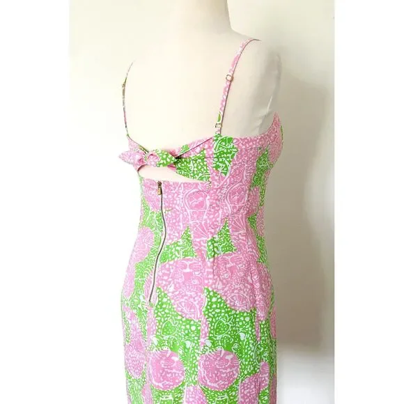 Lilly Pulitzer McCallum Limeade Cheat Ya Pink Green Tie Back Mini Sundress Sz 2 - Picture 4 of 11